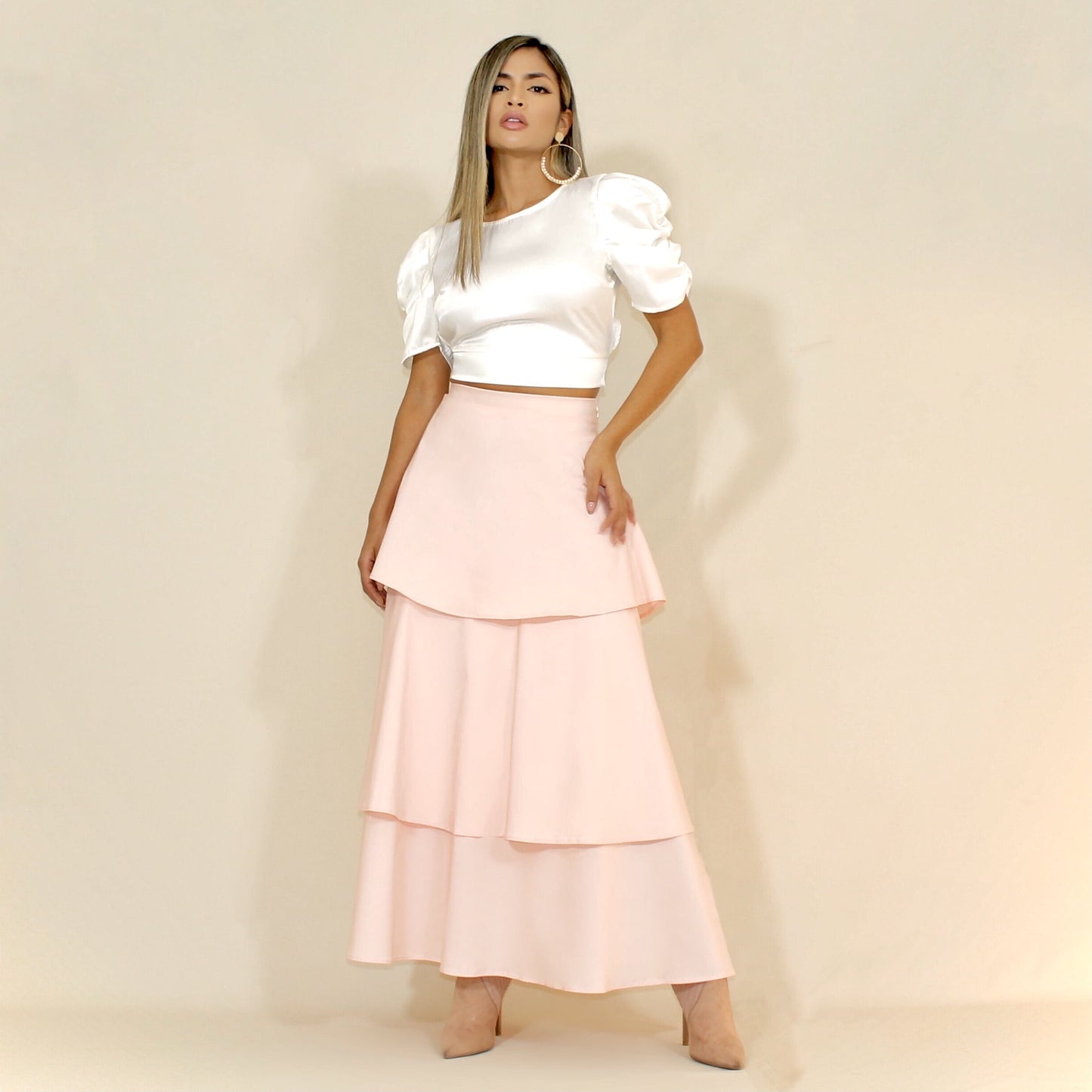 Blusa Prensada de Seda Blanca