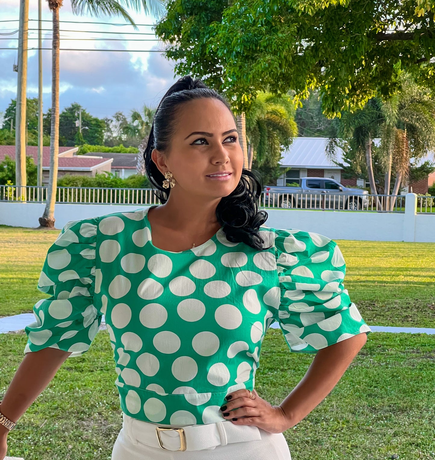 Blusa con estampado de lunares